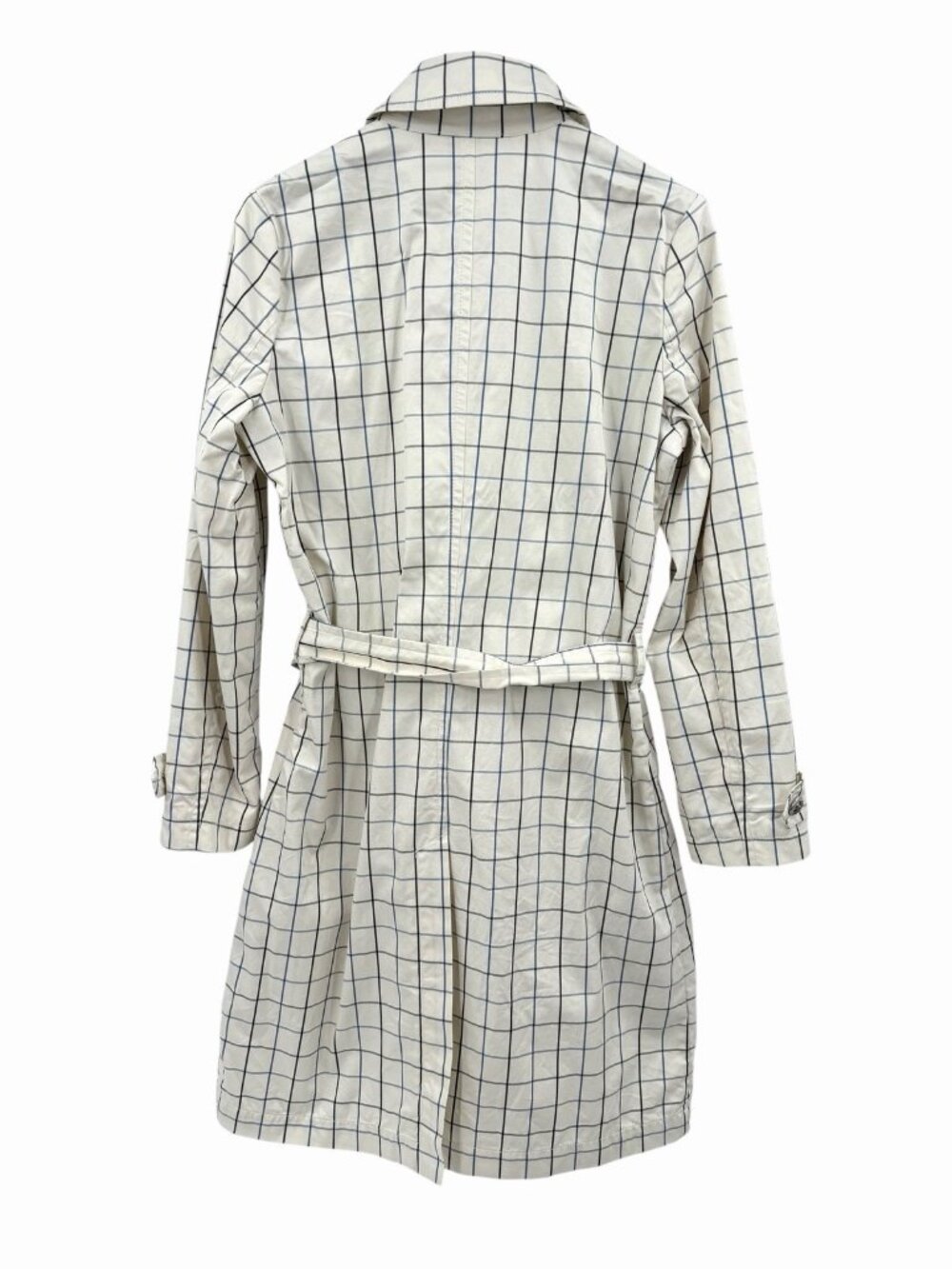 LAUREN RALPH LAUREN Women's Ivory Blue Plaid Double Breasted Belted Trench Coat - Picture 7 of 7